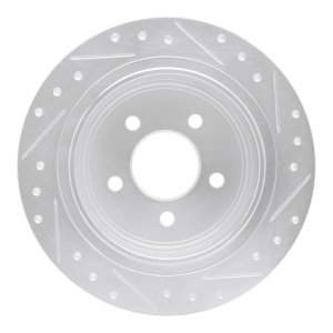 Ford Explorer Sport Trac Brake Rotor (1) - Rear Left - R1 Concepts - Drilled & Slotted - Silver - `03-`05